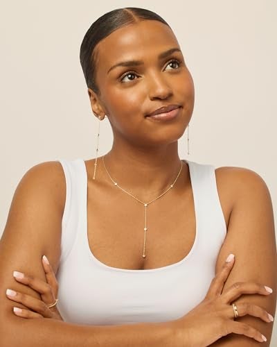 PAVOI Rhodium Plated Lariat Station Necklace for Women - Simulated Diamond Chain Necklace - Cubic Zirconia - Image 3