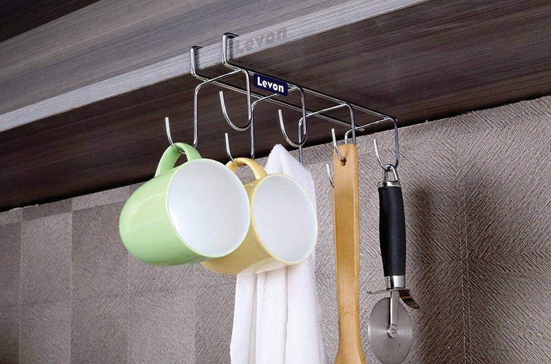 LEVON Stainless Steel Under Shelf Hooks for Kitchen - Size (70 x 240 x 90 mm) - Image 5