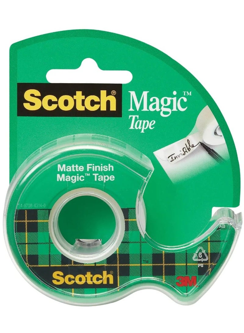 سكوتش شريط سكوتش ماجيك 3M 105 مع موزع، 19 مم × 7.62 م، 3/4 بوصة × 8.33 ياردة