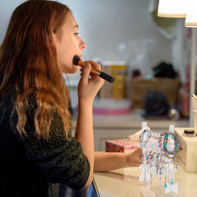 TPGP WEBEEDY Earring Holder with 16 Hangers - Adjustable Acrylic Jewelry Organizer for Women and Girls - Image 5