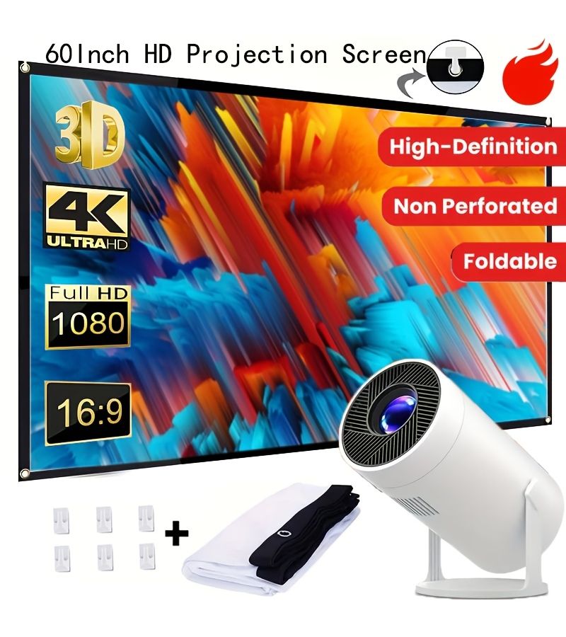Wall Mounted 60 Inch Projection Screen For Home Theater Office Outdoor - Image 1
