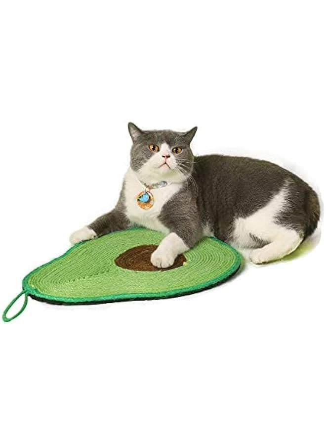 وسادة خدش للقطط بتصميم أفقي مضاد للخدش من نيوستايل، بساط خدش للقطط من السيزال الطبيعي مع حبل قصير يحمي السجاد والكنب (افوكادو) - Image 1