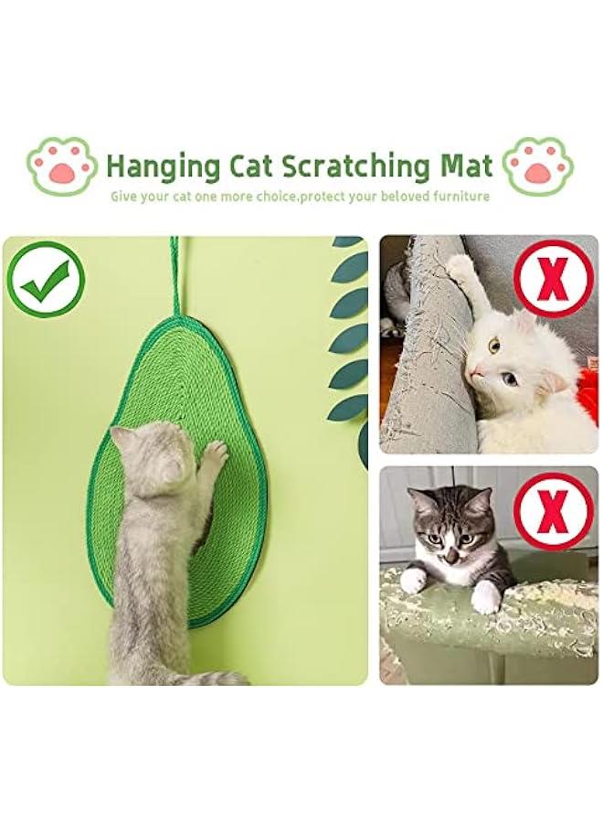 وسادة خدش للقطط بتصميم أفقي مضاد للخدش من نيوستايل، بساط خدش للقطط من السيزال الطبيعي مع حبل قصير يحمي السجاد والكنب (افوكادو) - Image 4