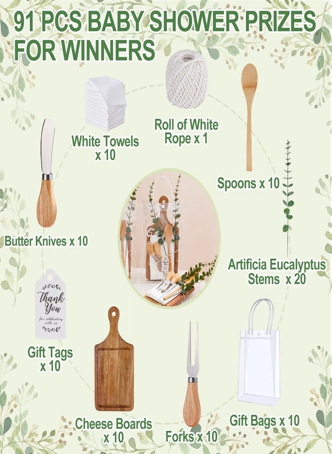 Rigibright Baby Shower Prizes for Game Winners Bamboo Cheese Board Spoon Fork Butter Spreaders Plaid Towel Thank You Card and Gift Bags for Baby Shower Wedding Bridal Shower Favors (Acacia, 8 Sets) - Image 3