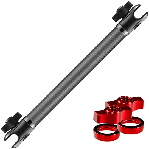 Tackform 12 Long 20mm Ball and Socket Arm DuraLock 20 Series Carbon Fiber Arm Dual 20mm Sockets with Optional AntiTheft Knobs Black with Red Billet Accent Kit - Image 1