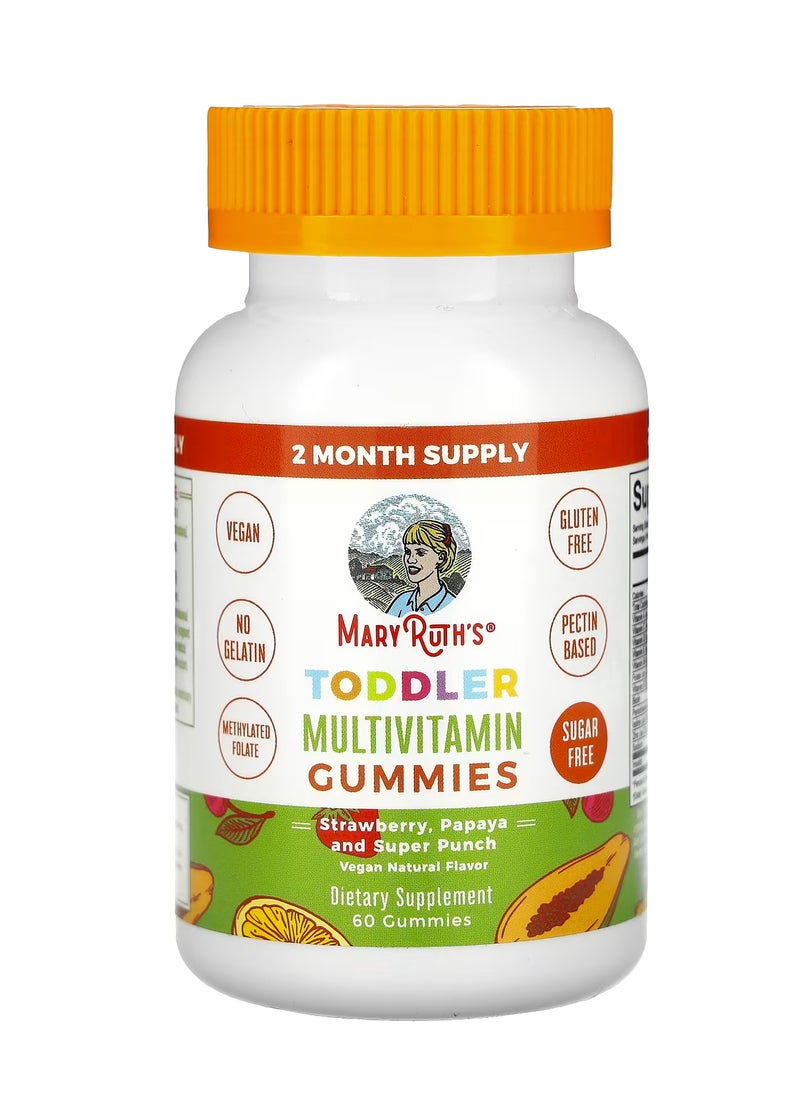 MaryRuth's للأطفال بسن المشي ، علكات متعددة الفيتامينات ، فراولة ، بابايا ، وبنش فائق ، 60 علكة