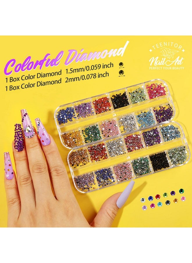 Teenitor - Teenitor 41 Boxes Rhinestones for Nails, Nail Gems 5 Boxes Nail Art Rhinestones 36 Boxes Nail Flakes, Nail Gems Stone Nail Design Kit, Nail Rhinestones for Nail Art Nail Accessories - Image 1