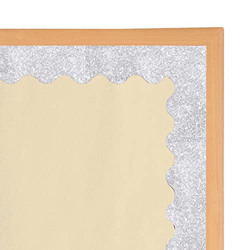Stickyart Silver Wallpaper Border Self Adhesive Sparkle Wall Borders Peel and Stick Removable Glitter Fabric Wallpaper Border Decorative Bedroom Living Room Walls Crafts Bulletin Boards 3.94"x160" - Image 4