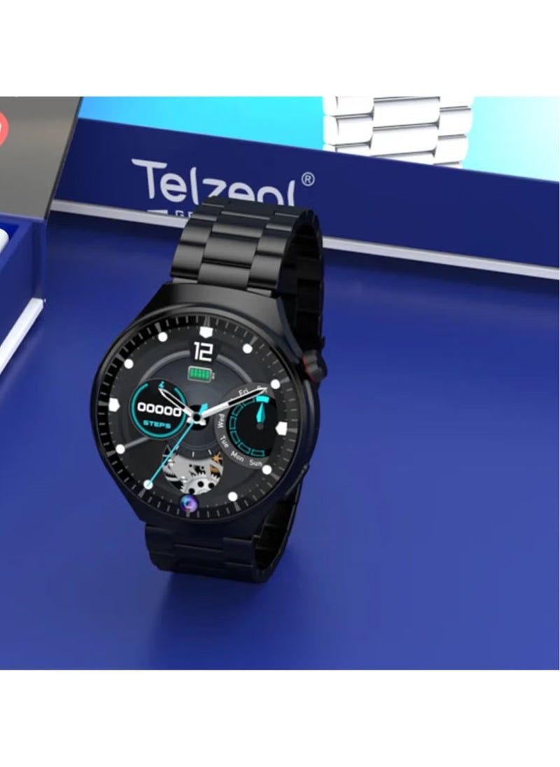 Telzeal Telzeal Germany DW 42 Sperical Glass 1.53 Inch FullScreen Display 4G Smart Watch With Sim Slot Camera and 3 Pair Straps For Gents and Boys Black  - Image 4