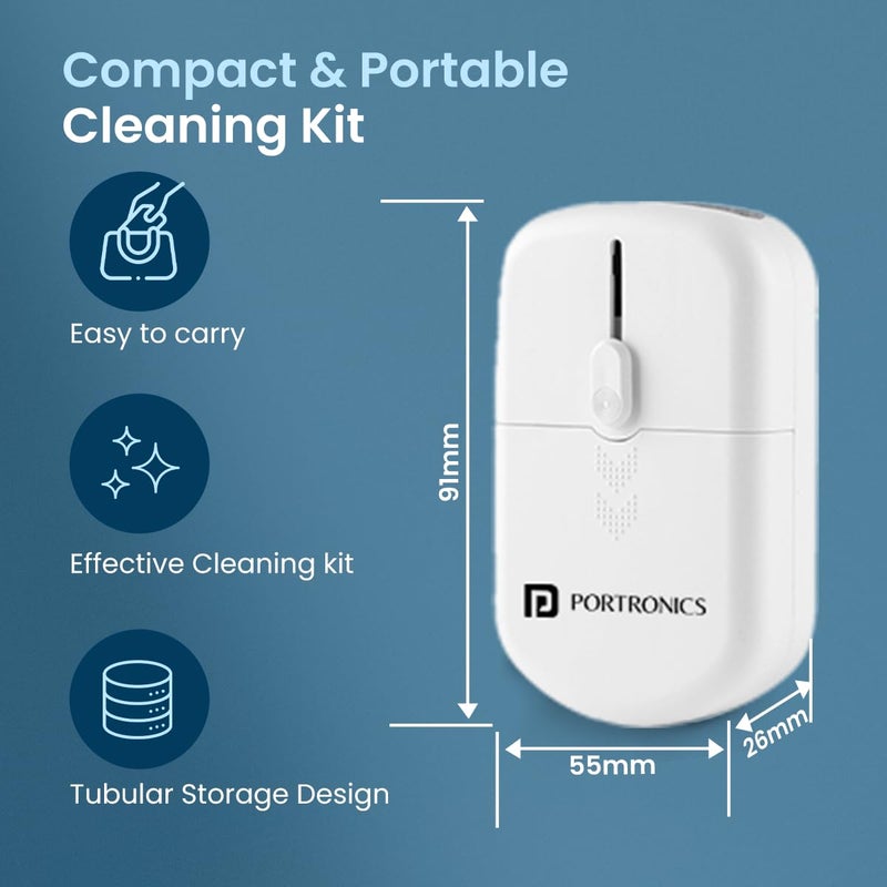 Portronics Clean P 10 in 1 Screen Cleaner Multipurpose Device Cleaning Kit for Laptops, Smartphones, Keyboards, Camera & Earphones (White) - Image 3