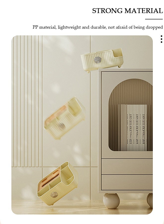 DUNISO Tissue Box Organizer, Multi-Function Desktop Tissue Storage Box with Compartments, Pen Stationery Remote Control Box, Elegant Design Napkin Dispenser Organizer for Bedroom, Bathroom, Living Room - Image 4