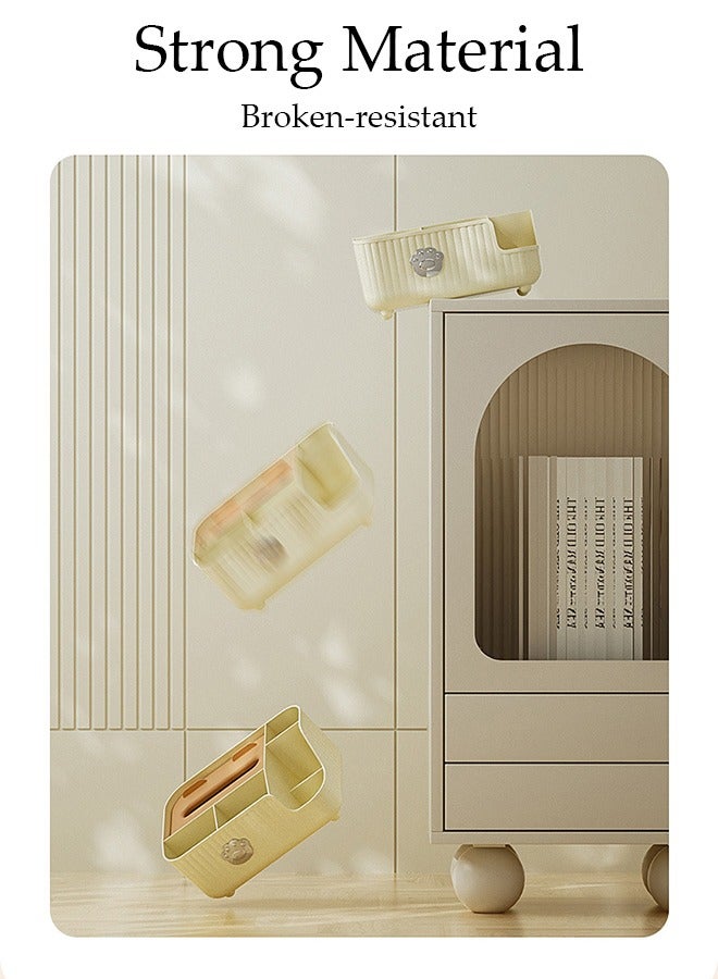 DUNISO Tissue Box Organizer, Multi-Function Desktop Tissue Storage Box with Compartments, Pen Stationery Remote Control Box, Elegant Design Napkin Dispenser Organizer for Bedroom, Bathroom, Living Room - Image 5