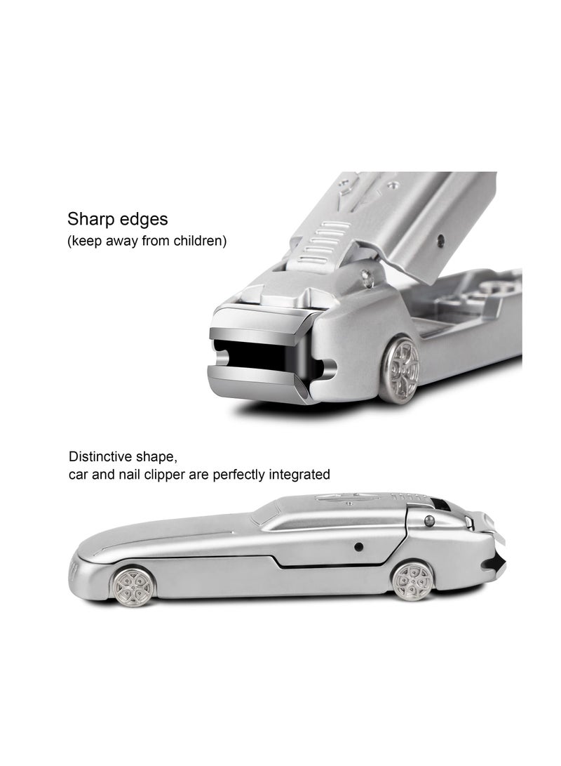 Nail Clipper Set, Creative Car Styling Stainless Steel Fingernail Clipper Cutters, Splash-Proof Design with Beautiful Metal Case, with Metal Box and Nail File, for Pedicure, Men  Women - Image 4