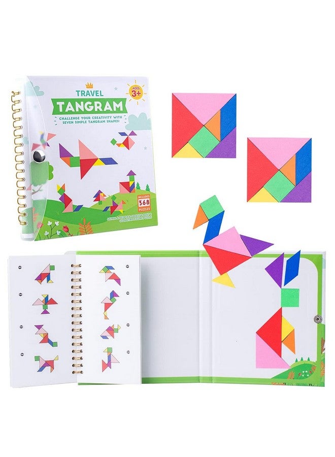 Vanmor Travel Tangram Puzzle With 2 Sets Magnetic Plate-Montessori Shape Pattern Blocks Jigsaw Road Trip Games With 368 Solution - Iq Book Educational Toy Brain Teaser Gift For Kids Adults Challenge - Image 1