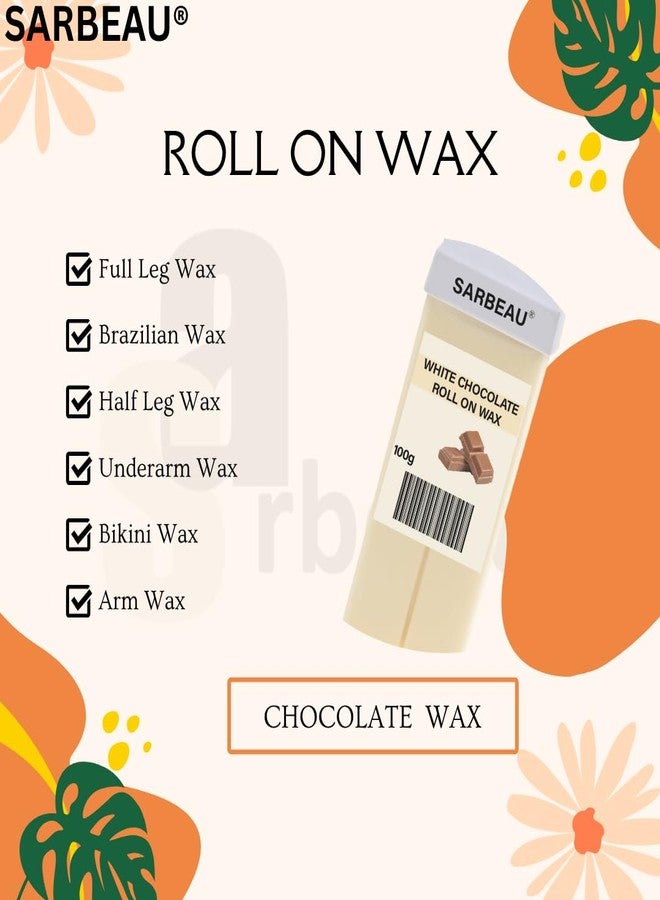 Sarbeau White Chocolate Roll-On Wax for Hair Removal | 100g Cartridge | For Sensitive & Dry Skin | Full Body Use | Easy, Mess-Free At-Home Waxing Kit (100g) - Image 2