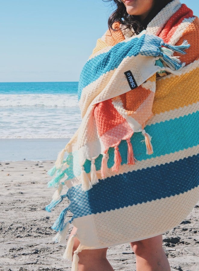 Neso Extra Large Beach Towel 100% Cotton Jacquard Weave with Extra Absorbency - for Beach, Pool, Swimming (Rainbow) - Image 5