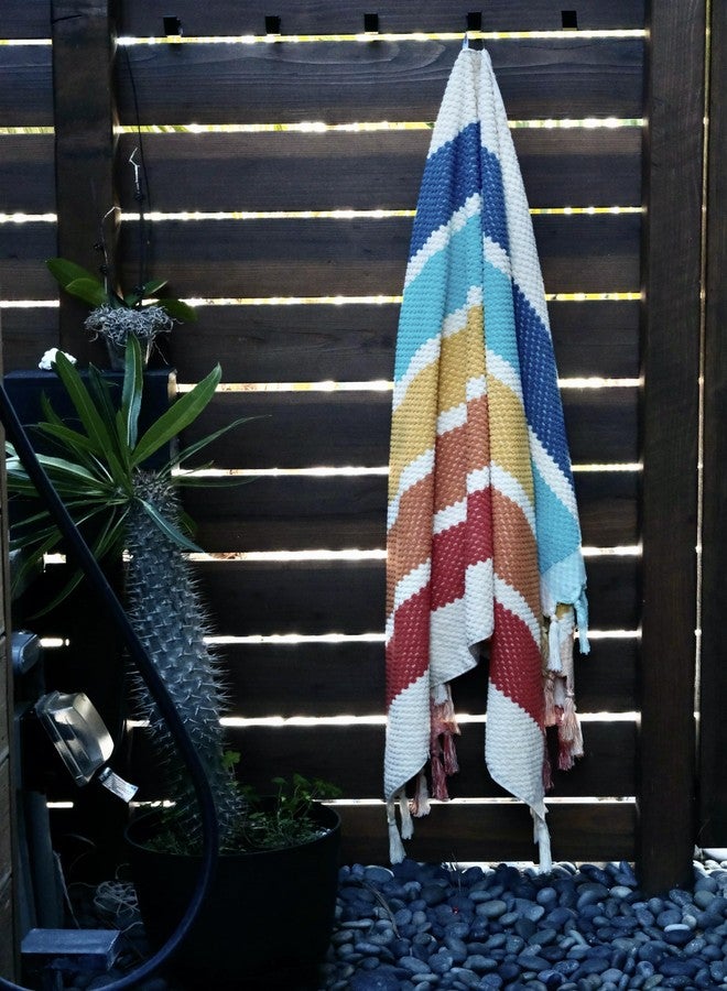Neso Extra Large Beach Towel 100% Cotton Jacquard Weave with Extra Absorbency - for Beach, Pool, Swimming (Rainbow) - Image 4