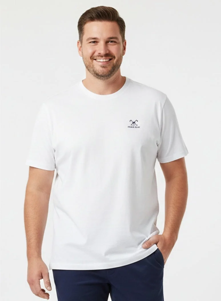 لعب البولو تيشيرت رجالي مطبوع أبيض