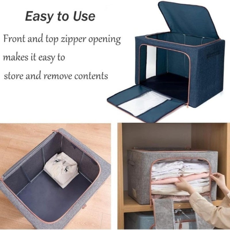 Spaceshoop Foldable Storage Box with Lid Multi-use Clothes,Car Trunk,Home Office,Outdoor Fishing Container,Multi-Function Portable Camping Storage Box 66L - multicolour - Image 4