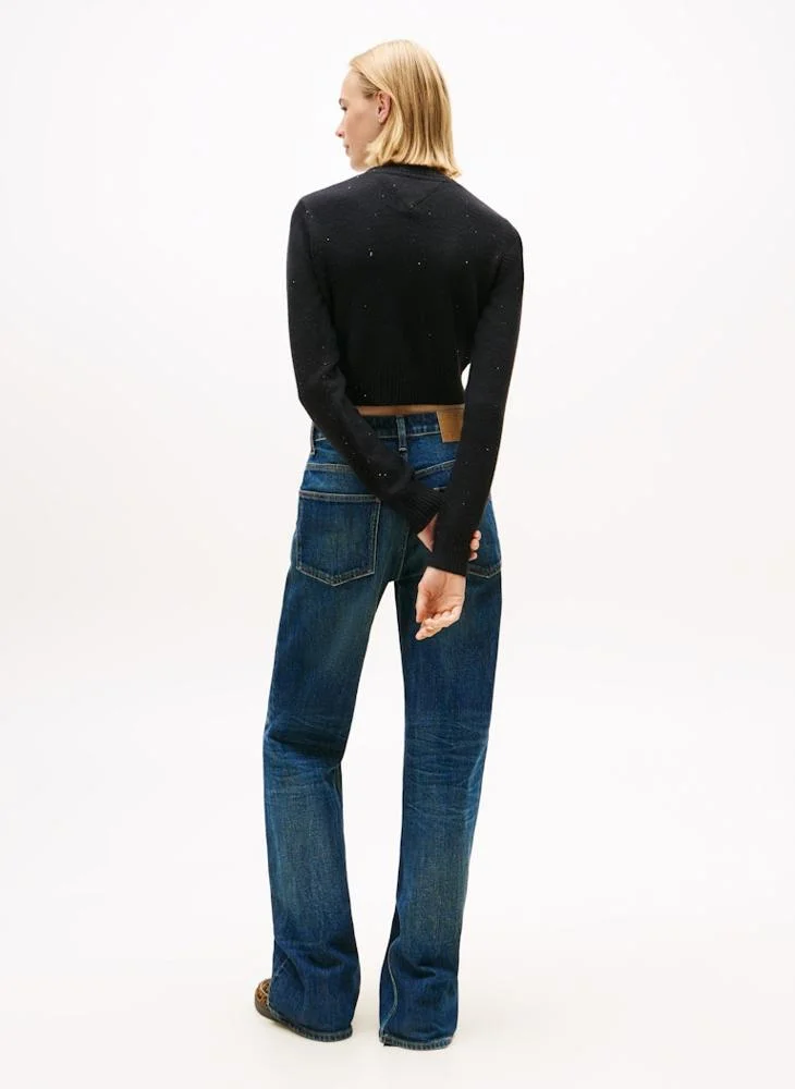 تومي جينز كنزة بياقة دائرية وشعار