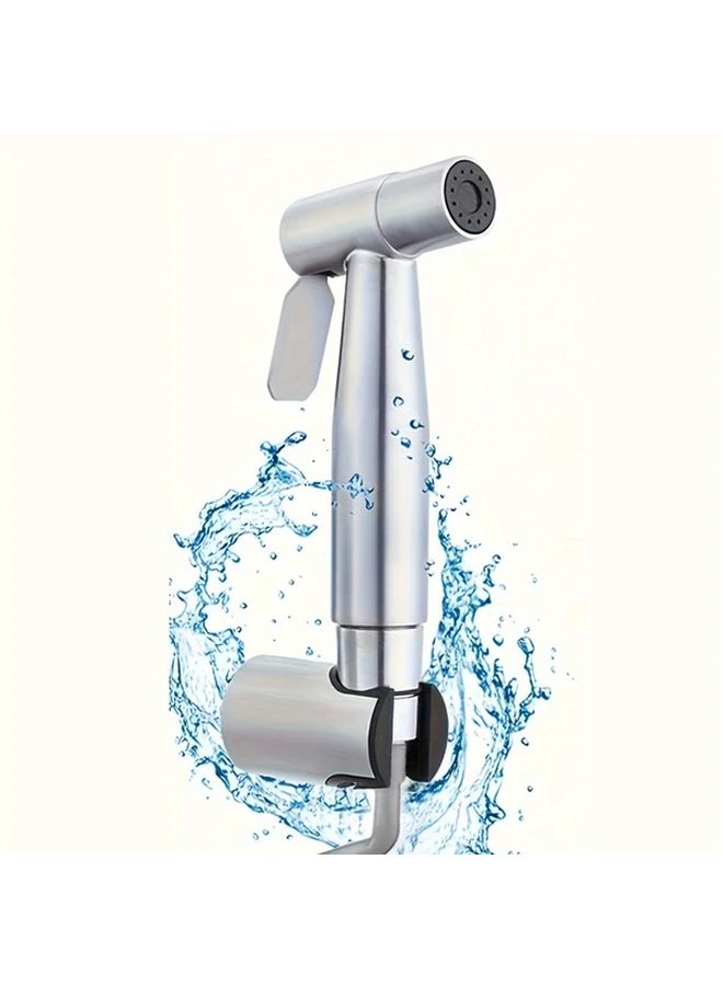 304 Stainless Steel High Pressure Toilet Bidet Spray Gun Set With Retractable Hose Dual Nozzle Wall Mounted - Image 3