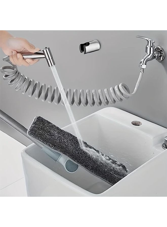 304 Stainless Steel High Pressure Toilet Bidet Spray Gun Set With Retractable Hose Dual Nozzle Wall Mounted - Image 2