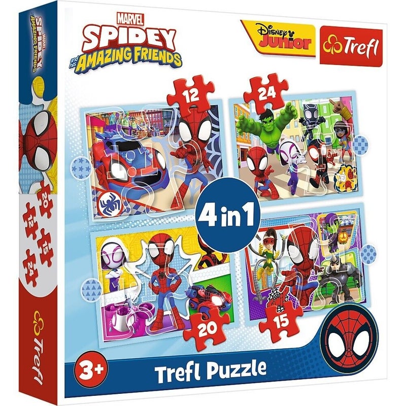 Trefl - Spiday's Team 4 in 1 (12+24+20+15) Pieces - 34611 - Image 1
