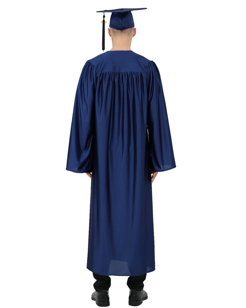 GraduationMall قبعة وتاج تخرج لامع من GraduationMall مع شريطة 2025 للمدرسة الثانوية والبكالوريوس باللون الأزرق البحري 54(5'9"-5'11") - Image 3