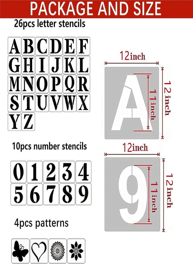 HFHungkeong 12 Inch Letter Stencils and Numbers,40 Pcs Reusable Plastic Large Alphabet Art Craft Stencils for Painting on Wood, Wall, Fabric, Rock, Chalkboard,Signs, DIY Art Projects - Image 2