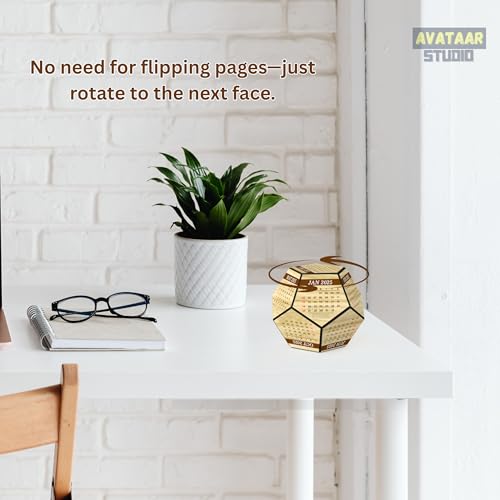 AVATAAR STUDIO Wooden Dodecahedron Desk Calendar 2026 3D Geometric Perpetual Calendar Unique Office Decor Gift Minimalist Wood Table Accessory - Image 4