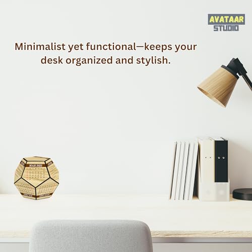 AVATAAR STUDIO Wooden Dodecahedron Desk Calendar 2026 3D Geometric Perpetual Calendar Unique Office Decor Gift Minimalist Wood Table Accessory - Image 5