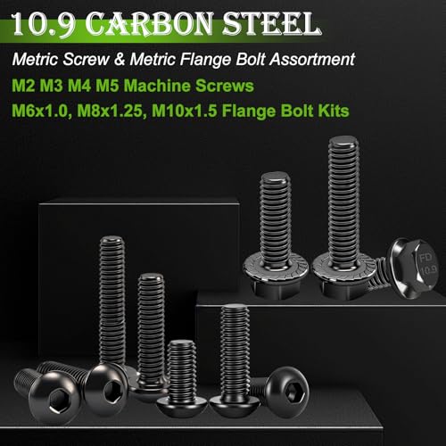 mxuteuk 2284PCS Metric Screws & Flange Bolt Assortment,Nuts and Bolts Assortment Kit M2/M3/M4/M5/M6/M8/M10 Machine Screws Kits,Grade 10.9 Alloy Steel Hex Socket Button Metric Screw - Image 5