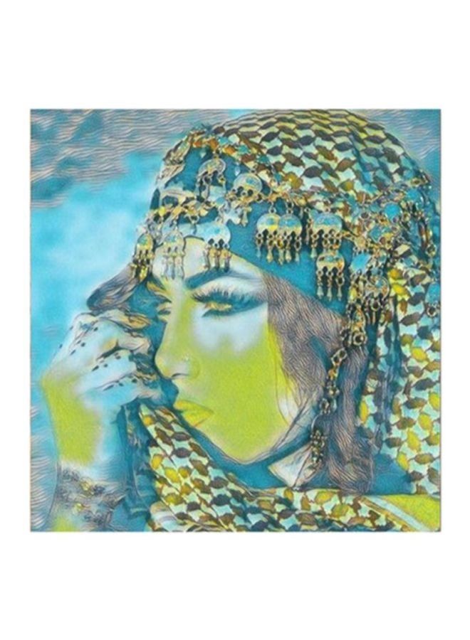 RYN فن جداري نسائي عربي أخضر/أزرق 30x30 سنتيمتر - Image 2