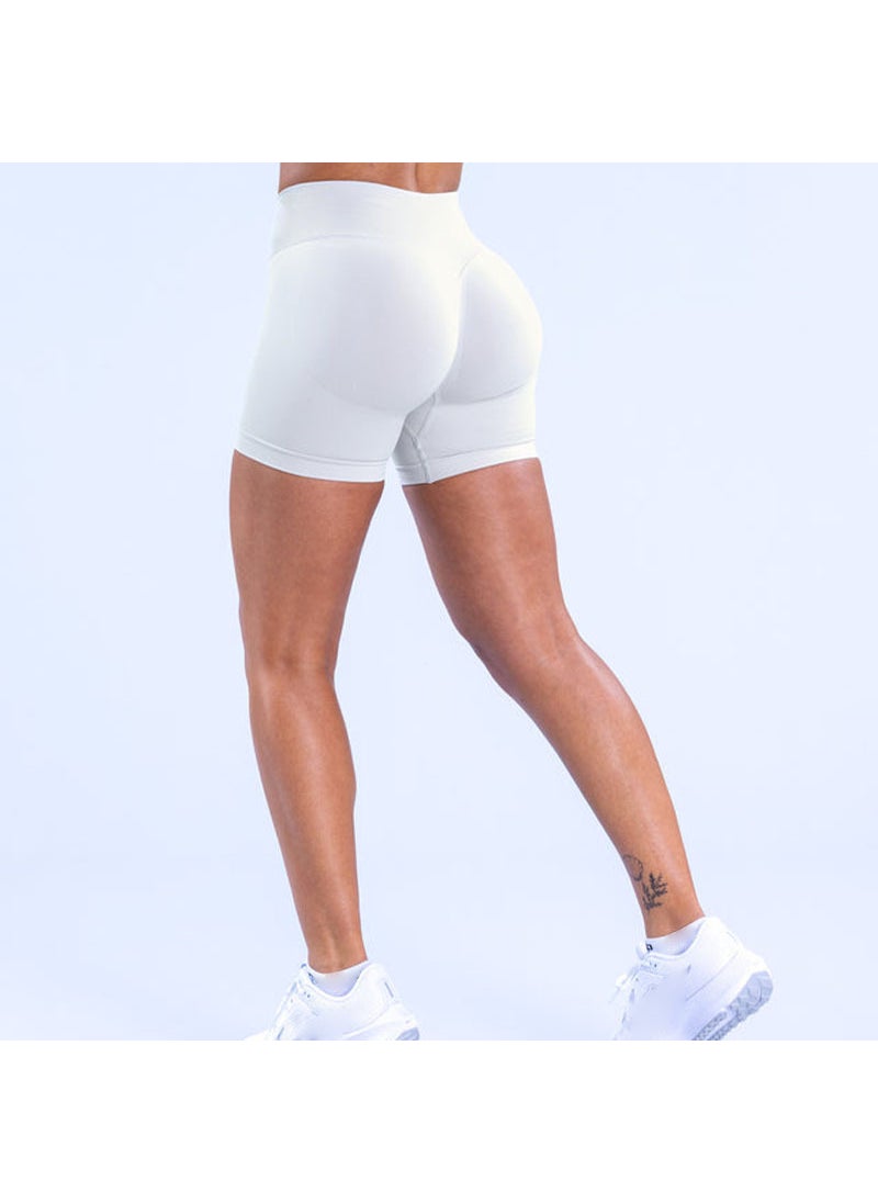 Generic Cross-border European and American Breathable Running Shorts Seamless High Elastic Training Hip Lifting Triple Pants Fitness Yoga Shorts Moonstone white lunar rock 