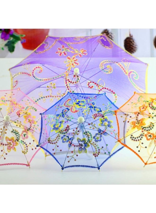 STOBOK 3pcs Kids Umbrella Toy Lace Cute Small Embroidery Umbrella Decorative Props Mini Umbrella for Kids Students Girls (Random Pattern) - Image 4