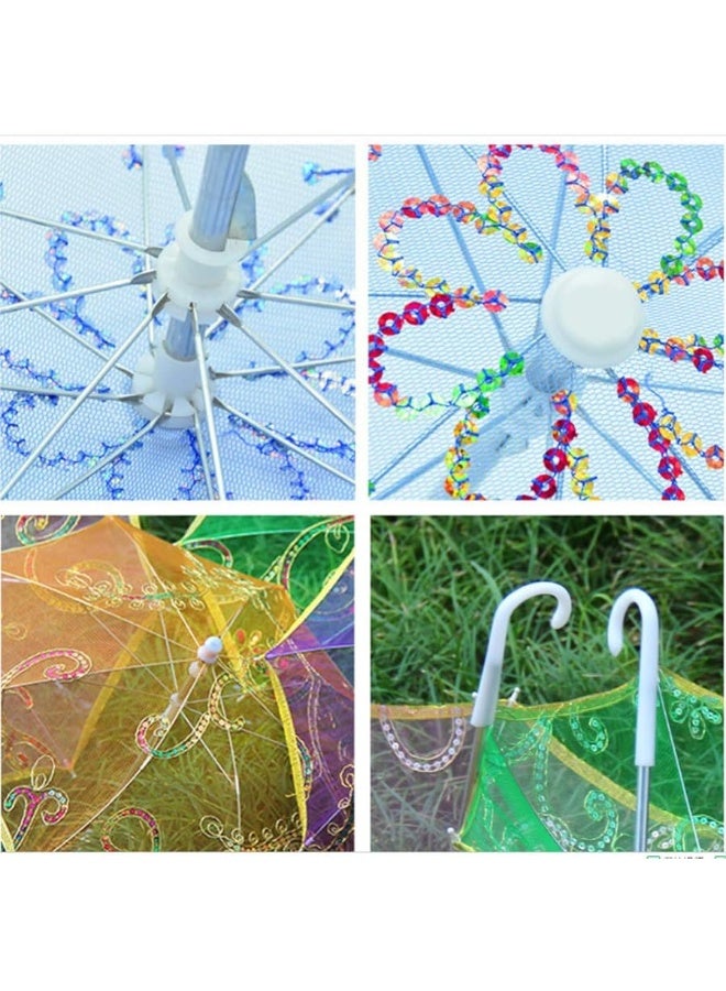 STOBOK 3pcs Kids Umbrella Toy Lace Cute Small Embroidery Umbrella Decorative Props Mini Umbrella for Kids Students Girls (Random Pattern) - Image 2