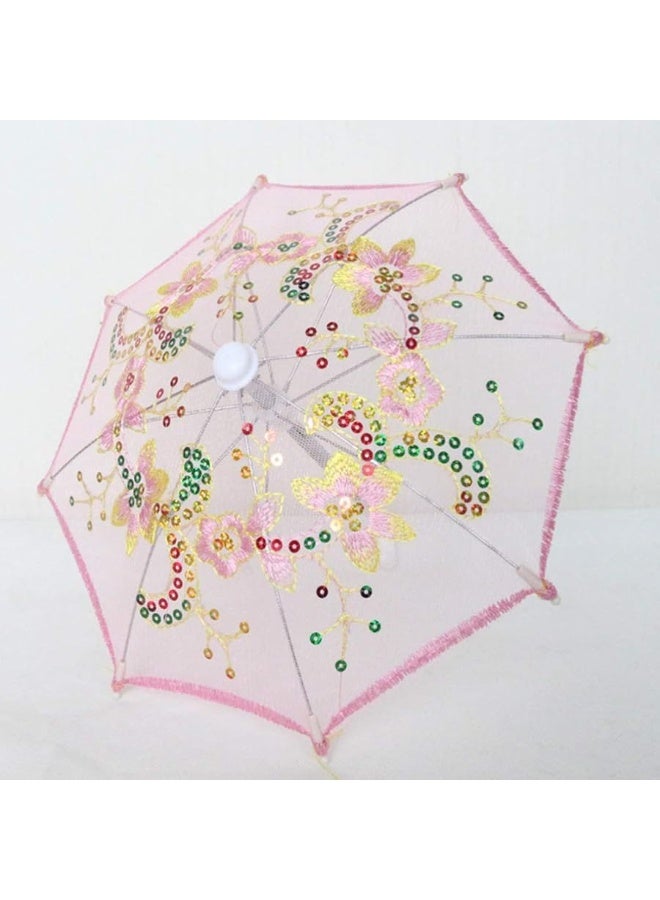 STOBOK 3pcs Kids Umbrella Toy Lace Cute Small Embroidery Umbrella Decorative Props Mini Umbrella for Kids Students Girls (Random Pattern) - Image 1