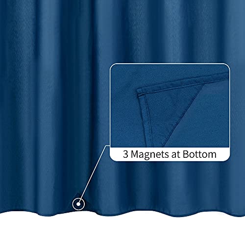 ALYVIA SPRING Waterproof Fabric Shower Curtain Liner - Soft & Light-Weight Cloth Shower Liner, 3 Bottom Magnets, Hotel Quality & Machine Washable - Standard Size 72x72, Navy Blue - Image 2