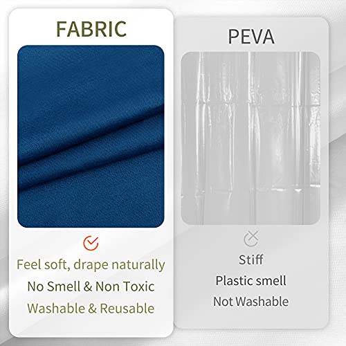 ALYVIA SPRING Waterproof Fabric Shower Curtain Liner - Soft & Light-Weight Cloth Shower Liner, 3 Bottom Magnets, Hotel Quality & Machine Washable - Standard Size 72x72, Navy Blue - Image 4