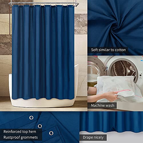 ALYVIA SPRING Waterproof Fabric Shower Curtain Liner - Soft & Light-Weight Cloth Shower Liner, 3 Bottom Magnets, Hotel Quality & Machine Washable - Standard Size 72x72, Navy Blue - Image 3