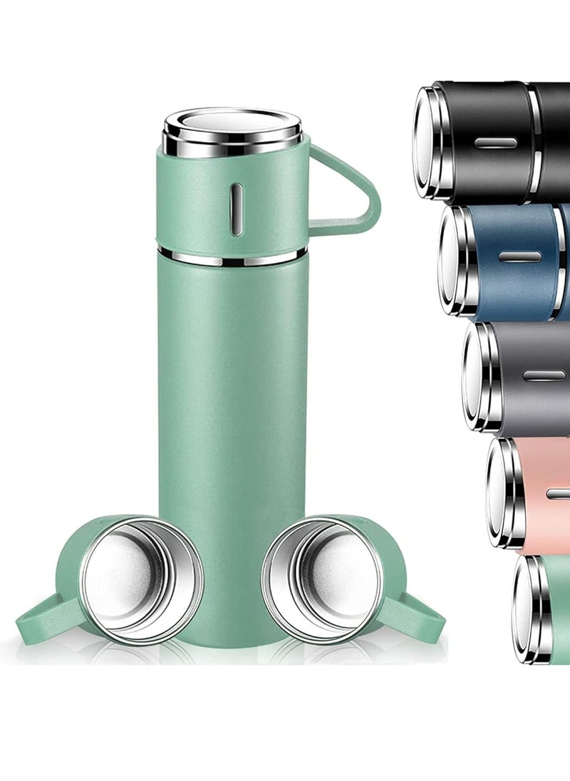 ELTRAZONE 500ml Stainless Steel Vacuum Thermos Flask with Silicone Handle & Insulated Water Bottle – Set of 2 Stainless Steel Cups for Hot & Cold Beverages, Outdoor Travel, Gift Box (2 Pack, Green)  - Image 5