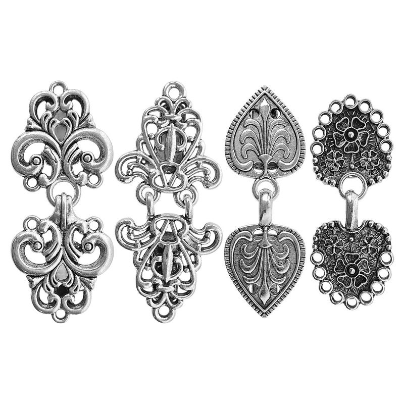 ZESION Silver Vintage Shirt Clips - Dress Cinch, Cape Sweater Cardigan Shawl, Cloak Clips for Women - 4Pc - Image 1