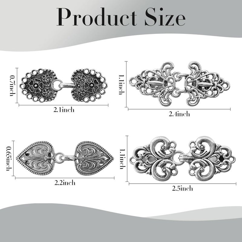 ZESION Silver Vintage Shirt Clips - Dress Cinch, Cape Sweater Cardigan Shawl, Cloak Clips for Women - 4Pc - Image 2