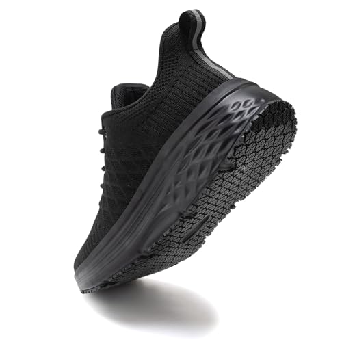 AVW Womens Non Slip Work Shoes Water Resistant Walking Sneakers Food Service Chef Kitchen Shoes Black - Image 3