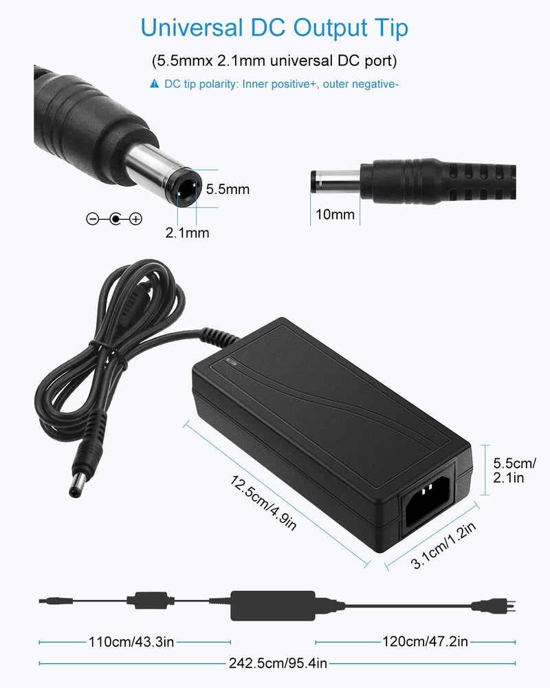 ALITOVE 24V 3A 72W AC to DC Adapter Power Supply Converter AC 100V ~ 240V to DC 24V 3amp Transformer with 5.5x2.1mm DC Output Jack for 5050 3528 LED Strip Module Light, CCTV Camera System - Image 3