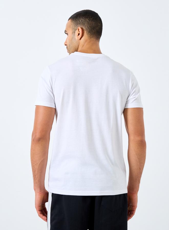 Styli White Chest Graphic Printed Crew Neck T-Shirt - Image 4