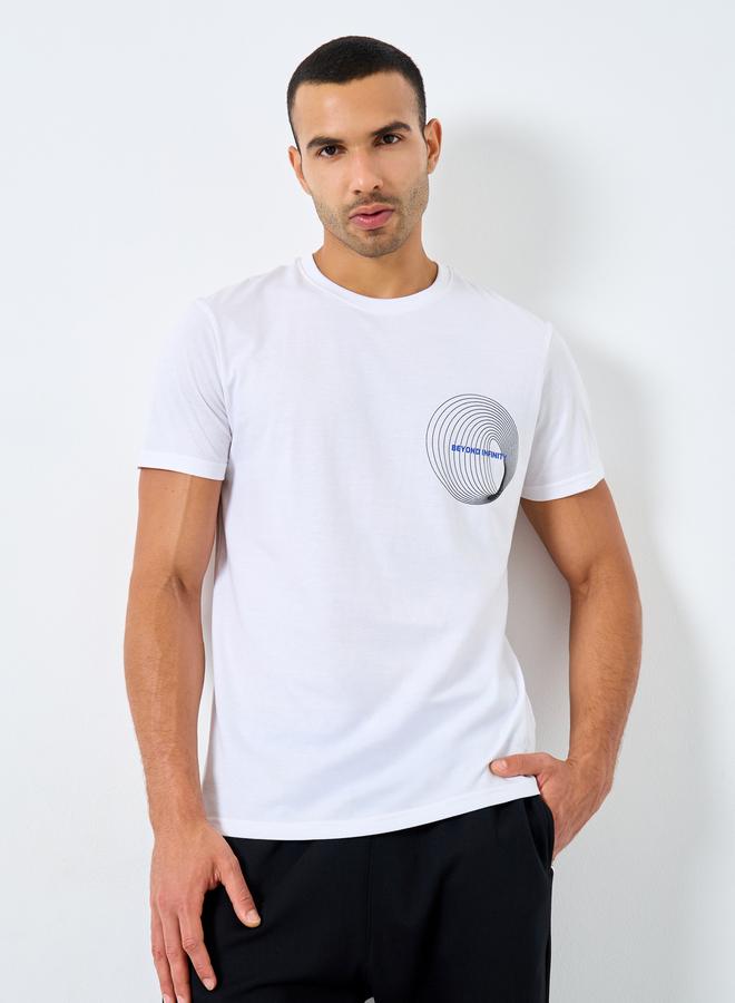 Styli White Chest Graphic Printed Crew Neck T-Shirt - Image 1