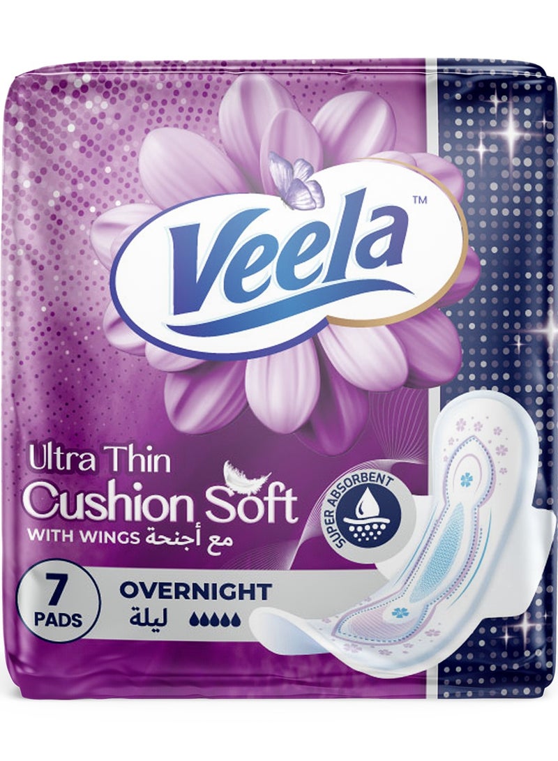Veela Cushion Soft Ultra Thin Pads for Women - Ultra-Soft, Breathable, and Leak-Proof Sanitary Napkins, Heavy Flow Feminine Hygiene Pads (LONG, 7, count) - Image 1