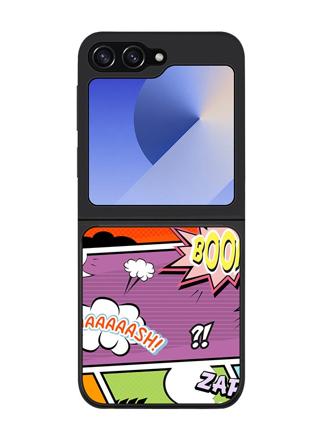 Stylizedd Rugged Black edge case for Samsung Galaxy Z Flip7 FE, Slim fit Soft Case Flexible Rubber Edges Anti Drop TPU Gel Thin Cover -  Comic Strip - Image 1