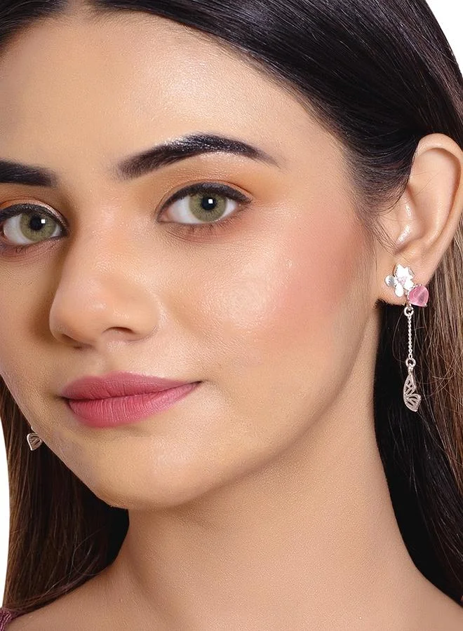 VOYLLA Love Paradise Floral Drop Butterfly Wing Earrings